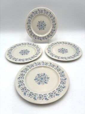 Royal Doulton Galaxy TC1038 China Salad Plates 8" Blue Floral Pattern Set Of 4